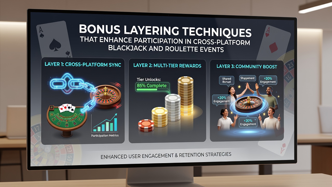Players using layered bonuses during a live roulette tournament on multiple devices