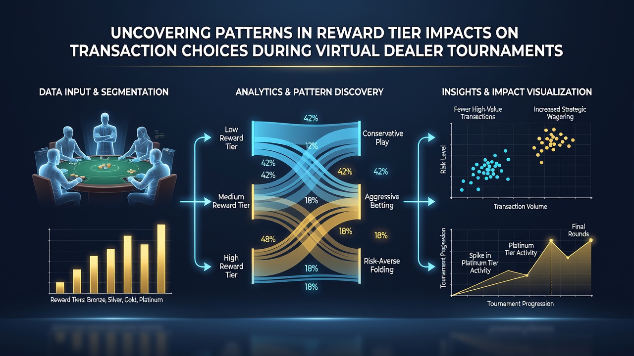 Data visualization of transaction volumes by reward tier in virtual dealer card and wheel tournaments